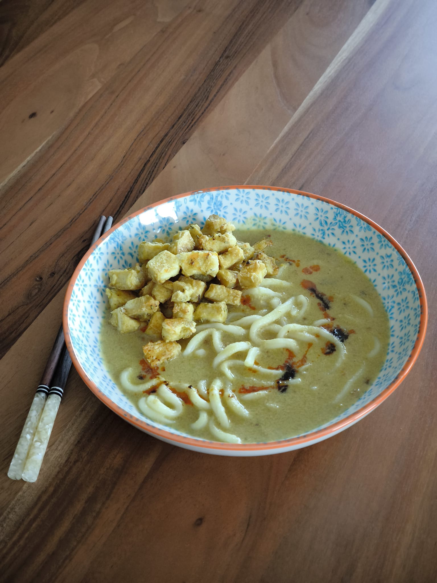 Spicy Peanut Miso Ramen with Rosemary Garlic Tofu