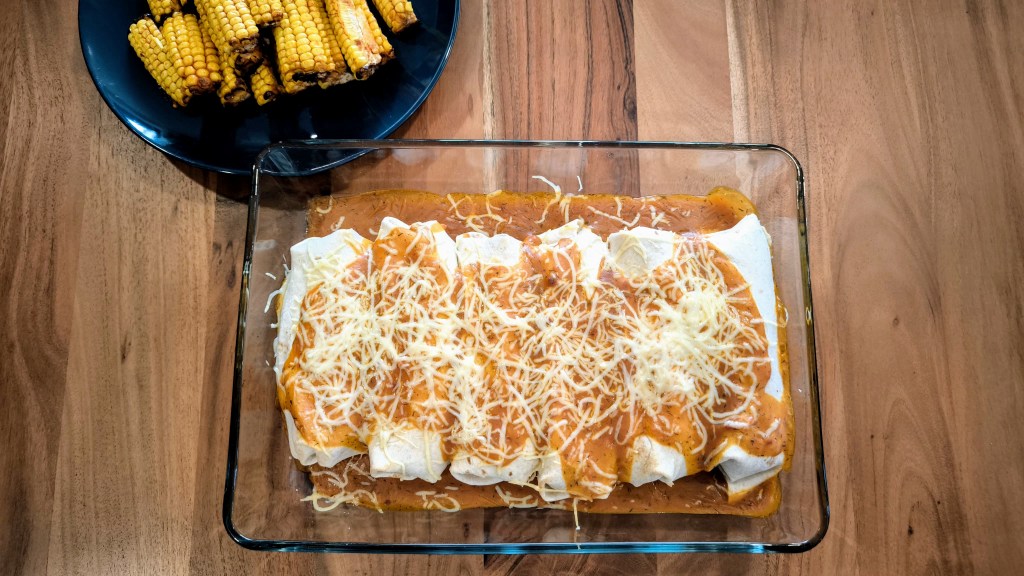 Cheesy Veggie Enchiladas with BBQ Corn&nbsp;Ribs
