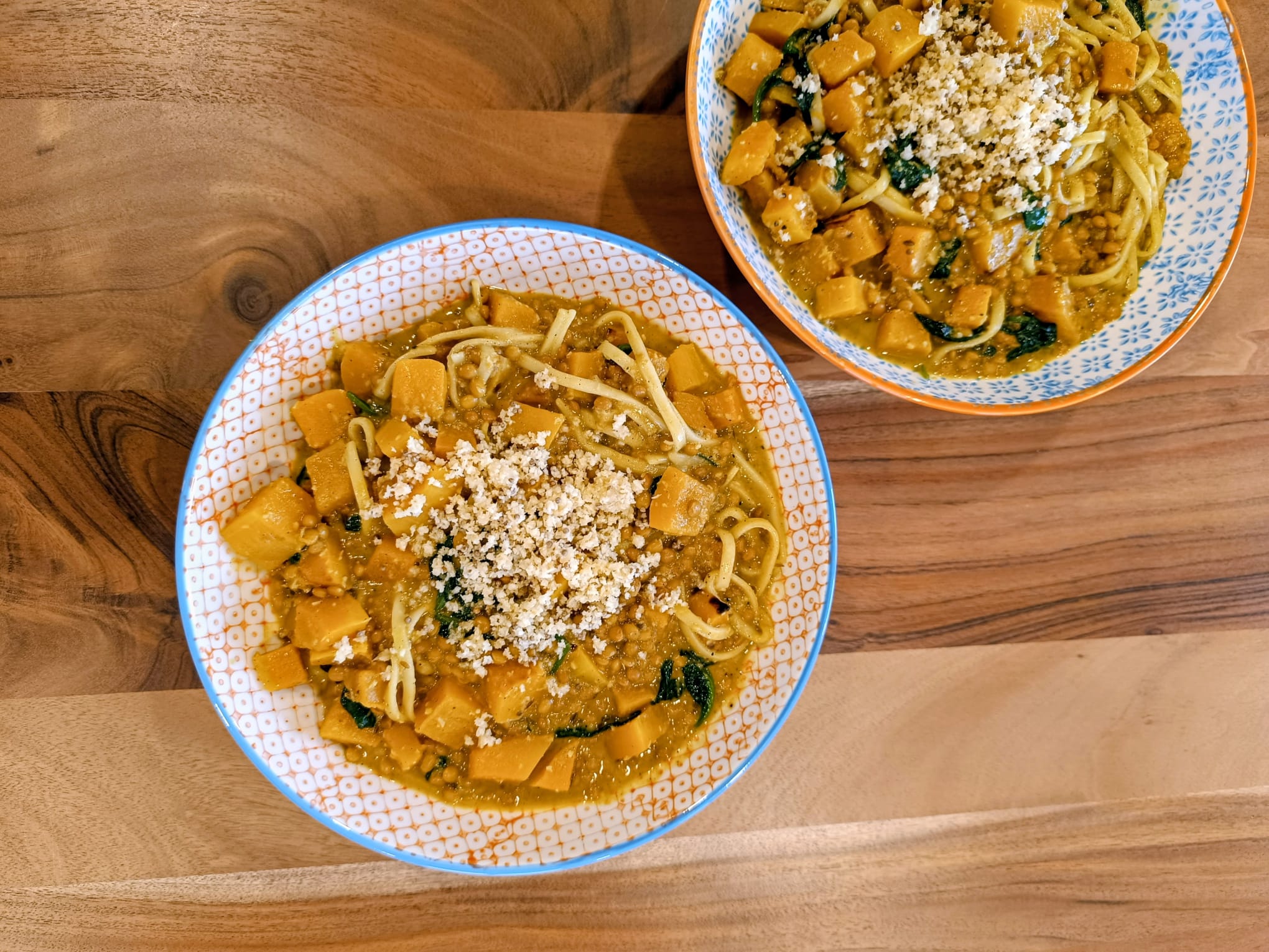 Butternut Squash & Lentil Curry with Udon Noodles (or Rice)