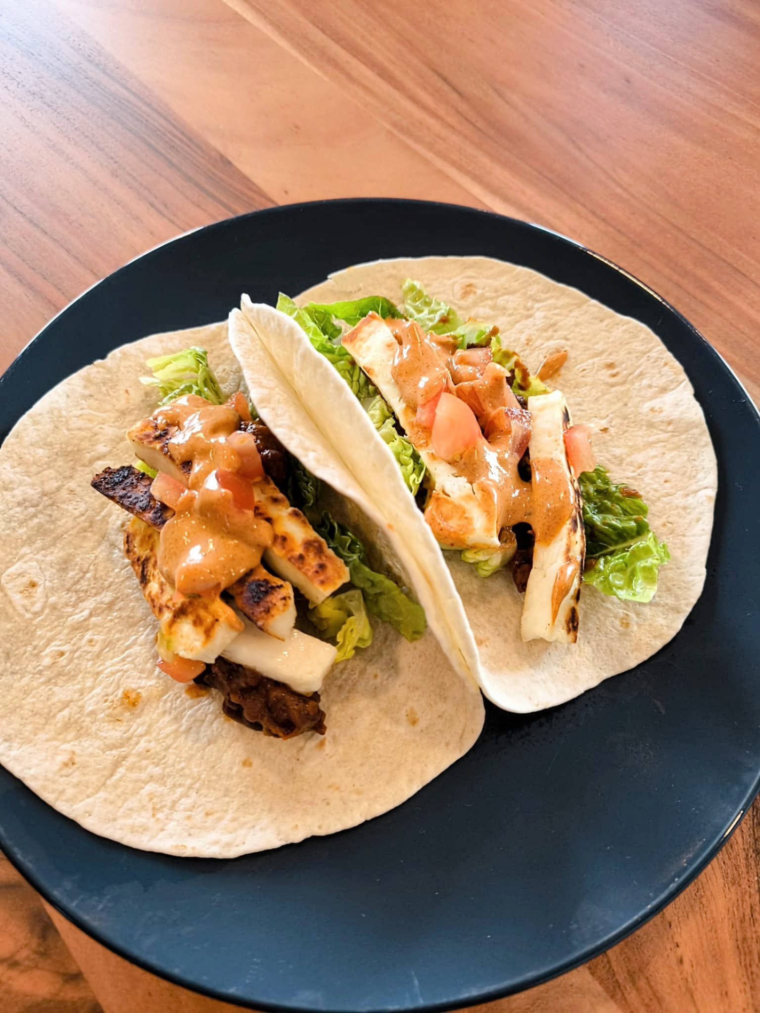Halloumi Tacos with Smoky Chipotle Black Beans and Fresh Tomato Salsa